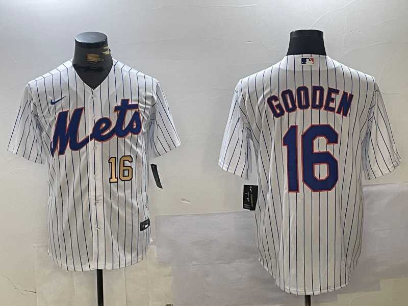 Mens New York Mets #16 Dwight Gooden White Cool Base Stitched Jerseys